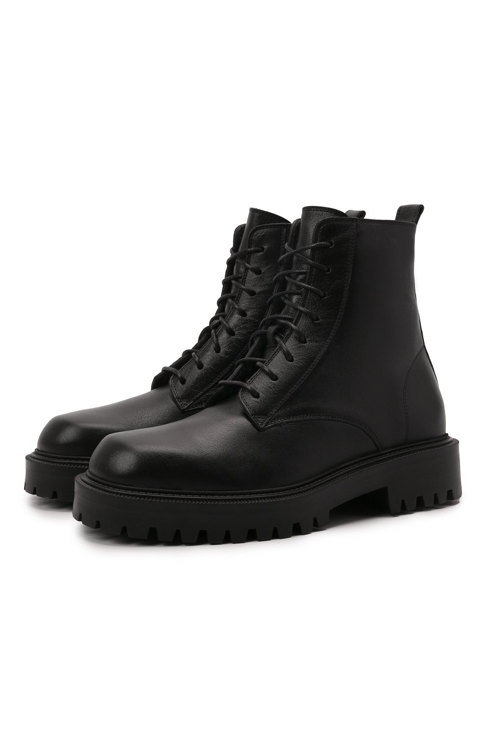 Мужские кожаные ботинки VIC MATIE черного цвета, арт. 1W3061U.W90W890101 | Фото 1 (Материал утеплителя: Натуральный мех; Мужское Кросс-КТ: Ботинки-обувь; Подошва: Массивная)