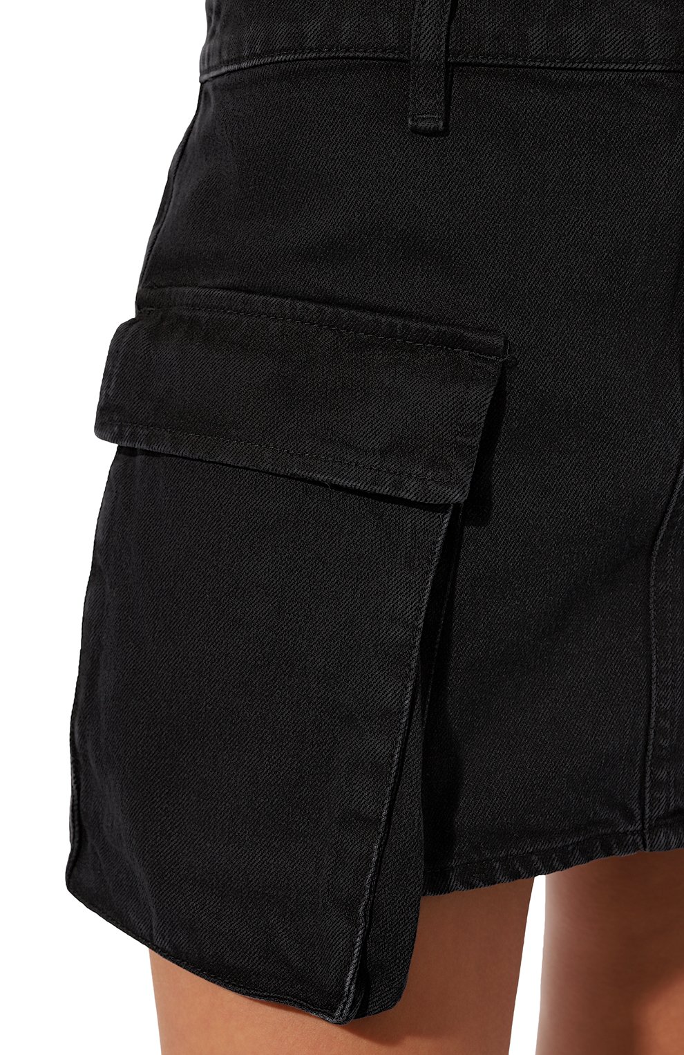 Женская джинсовая юбка 3X1 черного цвета, арт. 31-WS7B01-DR1082/BLACK ATLANTIC | Фото 5 (Длина Ж (юбки, платья, шорты): Мини; Стили: Гранж; Женское Кросс-КТ: Юбка-одежда; Материал сплава: Проставлено; Материал внешний: Хлопок; Драгоценные камни: Проставлено)