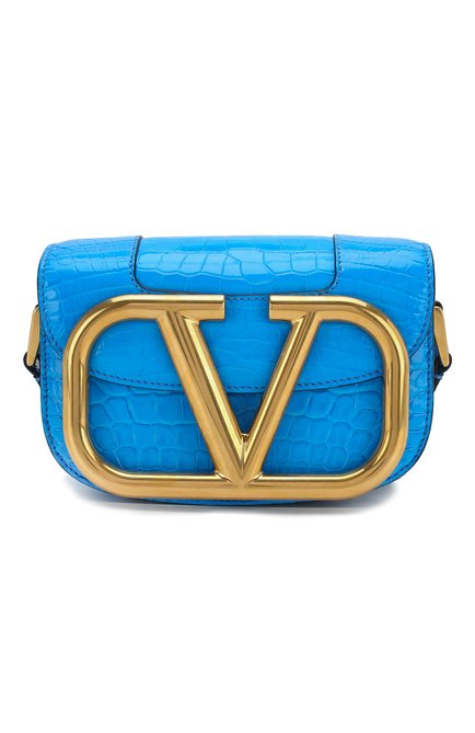 Женская сумка supervee из кожи аллигатора VALENTINO голубого цвета по цене 1575000 руб., арт. TW0B0G45/WAI/AMIS | Фото 1