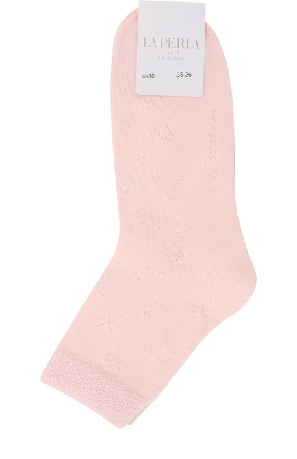 Детские носки с фактурным узором LA PERLA розового цвета, арт. 42677H/10-12 | Фото 1 (Статус проверки: Проверена категория, Проверено; Материал: Хлопок, Текстиль, Синтетический материал; Кросс-КТ: Носки)