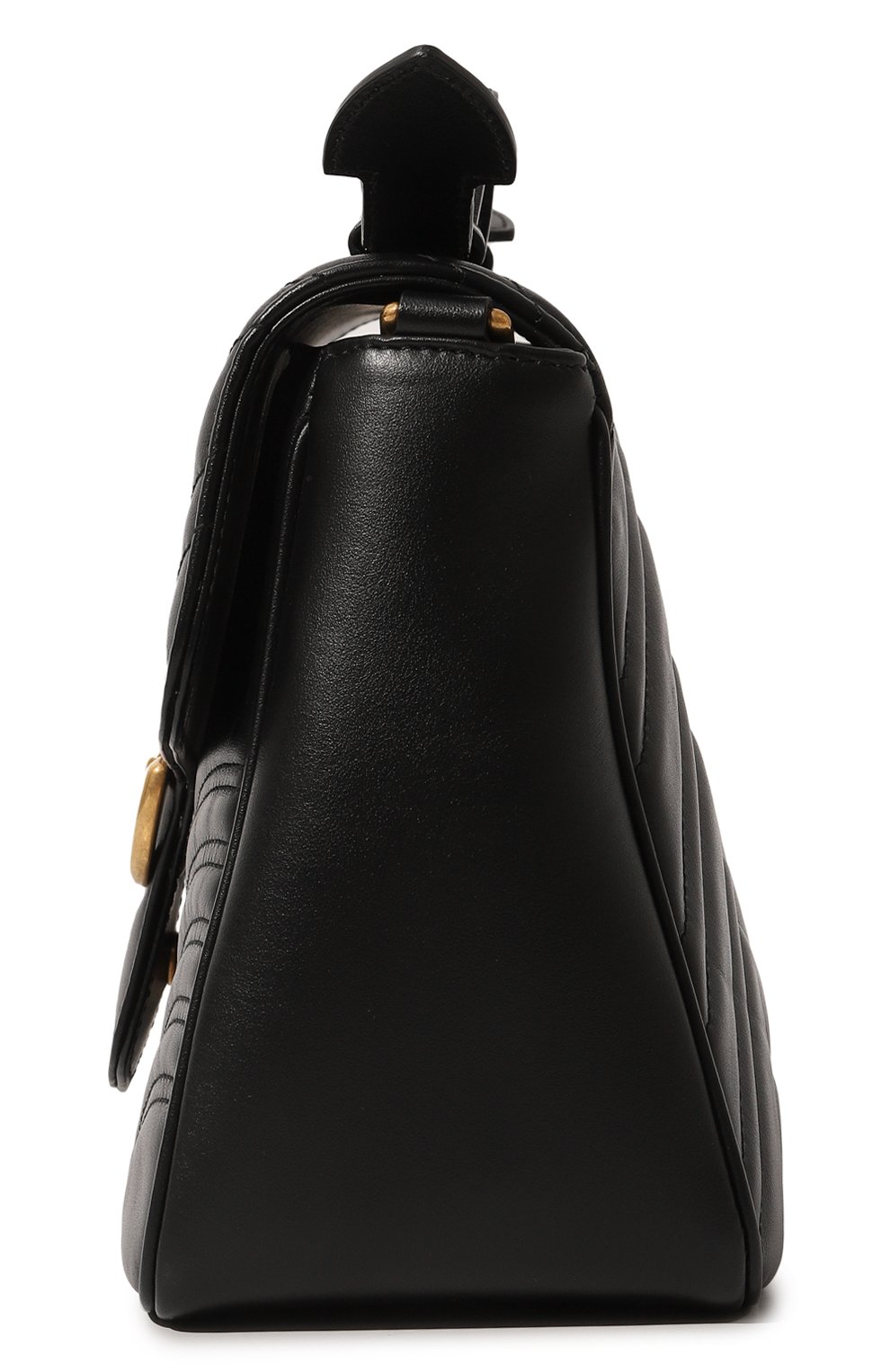 Женская сумка gg marmont GUCCI черного цвета, арт. 498110 DTDIT | Фото 4 (Сумки-технические: Сумки top-handle; Размер: medium; Материал: Натуральная кожа; Ремень/цепочка: На ремешке)