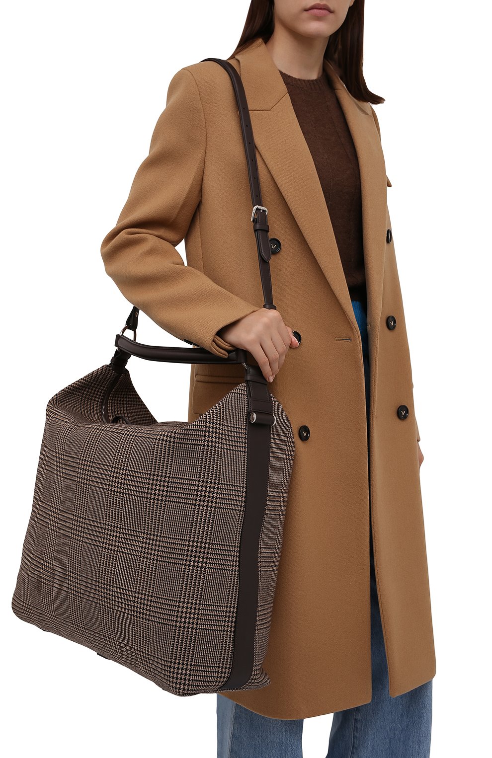 Женская сумка bridle large RALPH LAUREN коричневого цвета, арт. 435856510 | Фото 5 (Сумки-технические: Сумки top-handle; Ремень/цепочка: На ремешке; Материал: Текстиль; Размер: large)