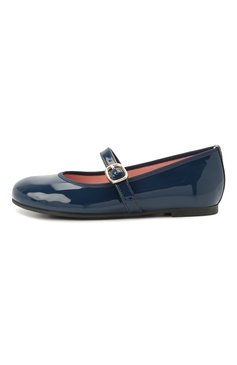 Детские кожаные балетки PRETTY BALLERINAS синего цвета, арт. 49.106-R/SHADE | Фото 2 (Материал внутренний: Натуральная кожа; Региональные ограничения белый список (Axapta Mercury): RU; Девочки-школьная форма: Классическая обувь)