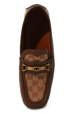Мужские комбинированные мокасины GUCCI бежевого цвета, арт. 655519 1X020 | Фото 6 (Материал внешний: Текстиль; Материал внутренний: Натуральная кожа; Стили: Кэжуэл)