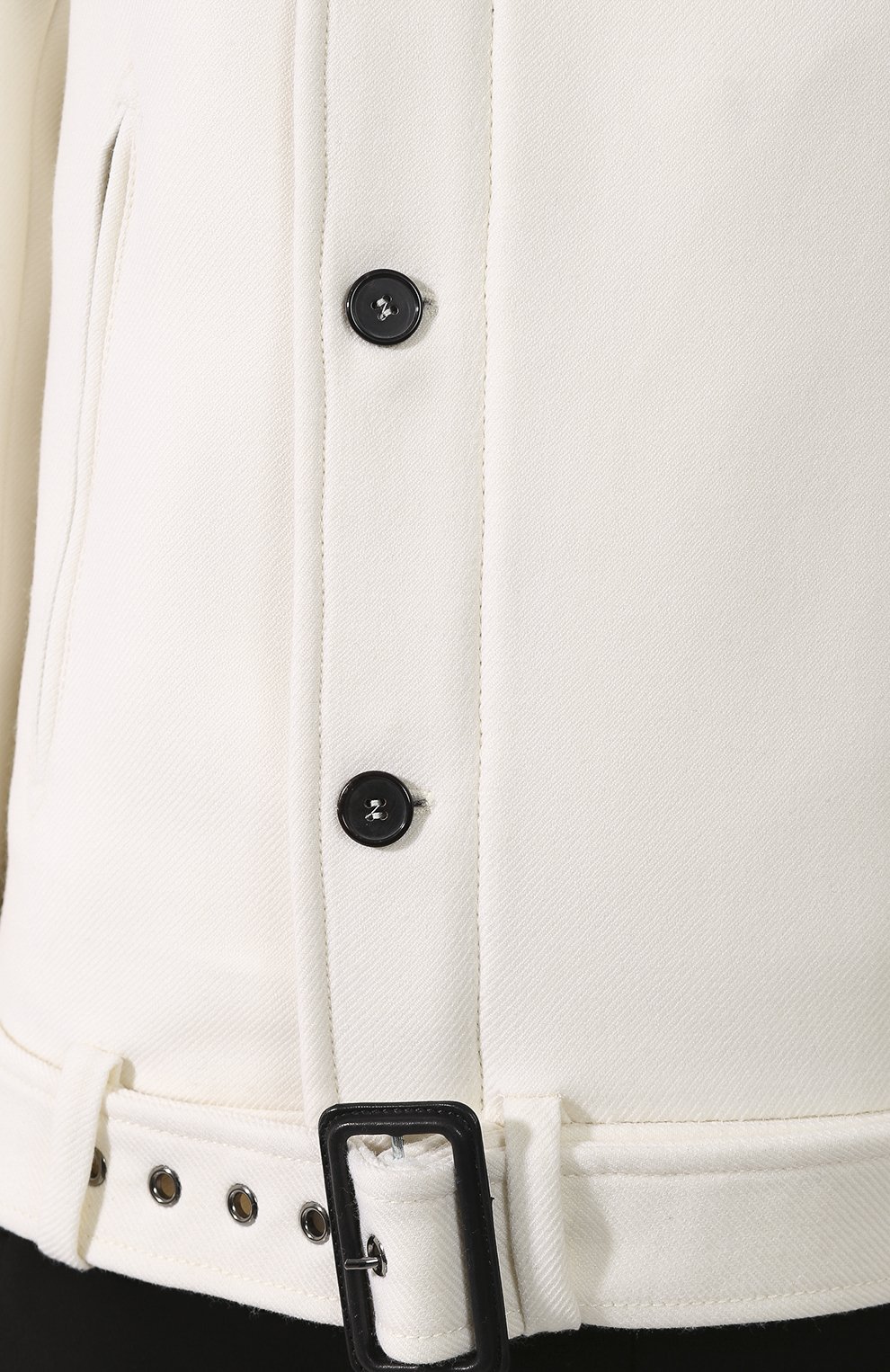 Женская шерстяная куртка TOM FORD белого цвета, арт. CS1059-FAX211 | Фото 5 (Кросс-КТ: Куртка; Материал внешний: Шерсть; Рукава: Длинные; Материал внутренний: Не назначено; Материал сплава: Проставлено; Драгоценные камни: Проставлено; Длина (верхняя одежда): Короткие; Материал подклада: Шелк; Статус проверки: Проверена категория)