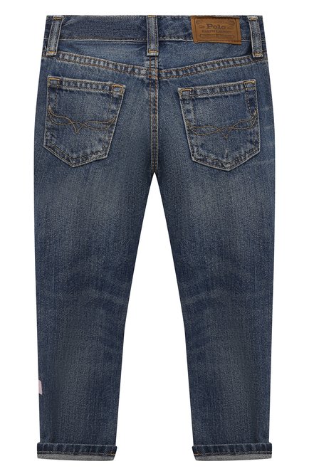 Детские джинсы POLO RALPH LAUREN голубого цвета, арт. 311812094 | Фото 2 (Материал внешний: Хлопок; Кросс-КТ: джинсы; Детали: Декор, Потертости; Ростовка одежда: 3 года | 98 см, 4 года | 104 см)