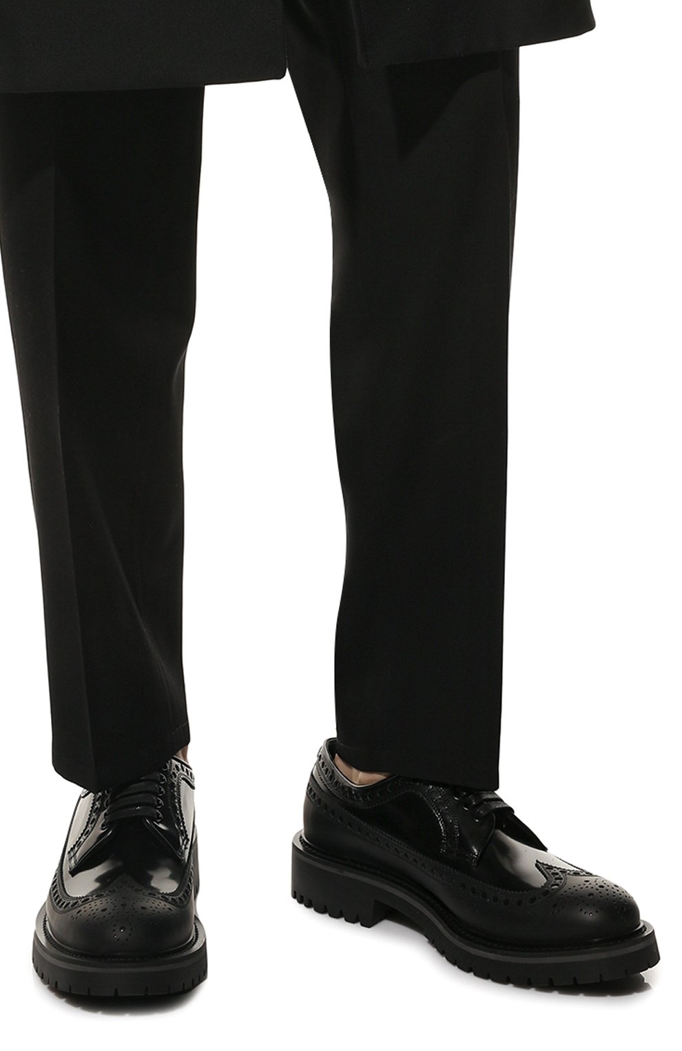 Мужские кожаные дерби BURBERRY черного цвета, арт. 8048234 | Фото 3 (Мужское Кросс-КТ: Броги-обувь; Материал внутренний: Натуральная кожа; Стили: Классический)