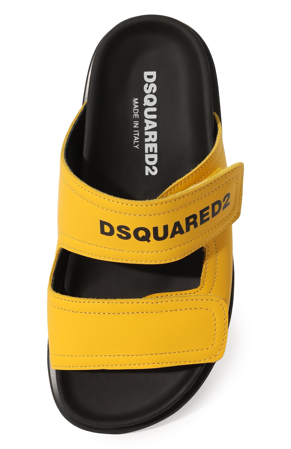 Детский кожаные шлепанцы DSQUARED2 желтого цвета, арт. 73660/36-40 | Фото 4 (Материал внутренний: Натуральная кожа)