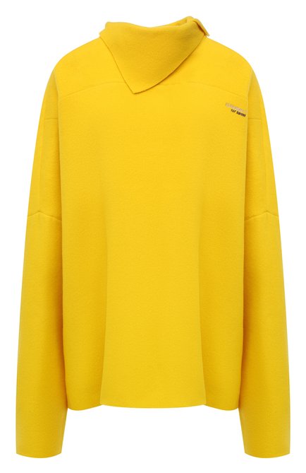 Женский шерстяной свитер RAF SIMONS желтого цвета, арт. 212-W203-20031 | Фото 1 (Материал внешний: Шерсть; Рукава: Длинные; Длина (для топов): Удлиненные; Женское Кросс-КТ: Свитер-одежда; Стили: Спорт-шик)