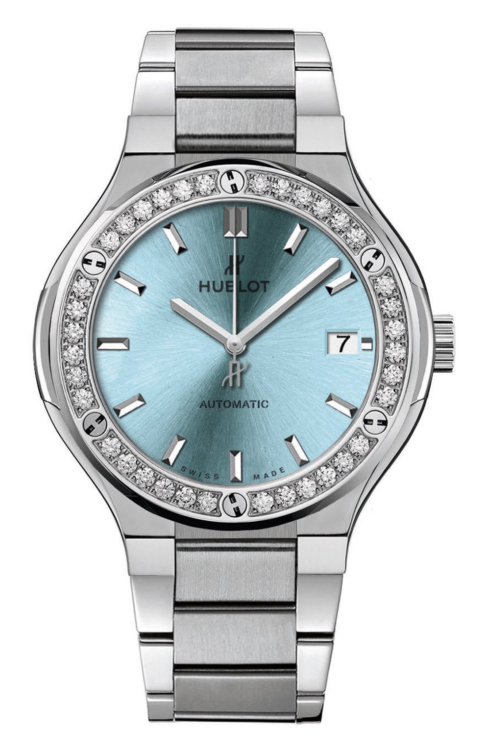 Женские часы classic fusion titanium light blue HUBLOT бесцветного цвета, арт. 568.NX.891L.NX.1204 | Фото 1 (Механизм: Автомат; Региональные ограничения белый список (Axapta Mercury): Не проставлено; Материал корпуса: Титан; Нос: Не проставлено; Цвет циферблата: Другое)