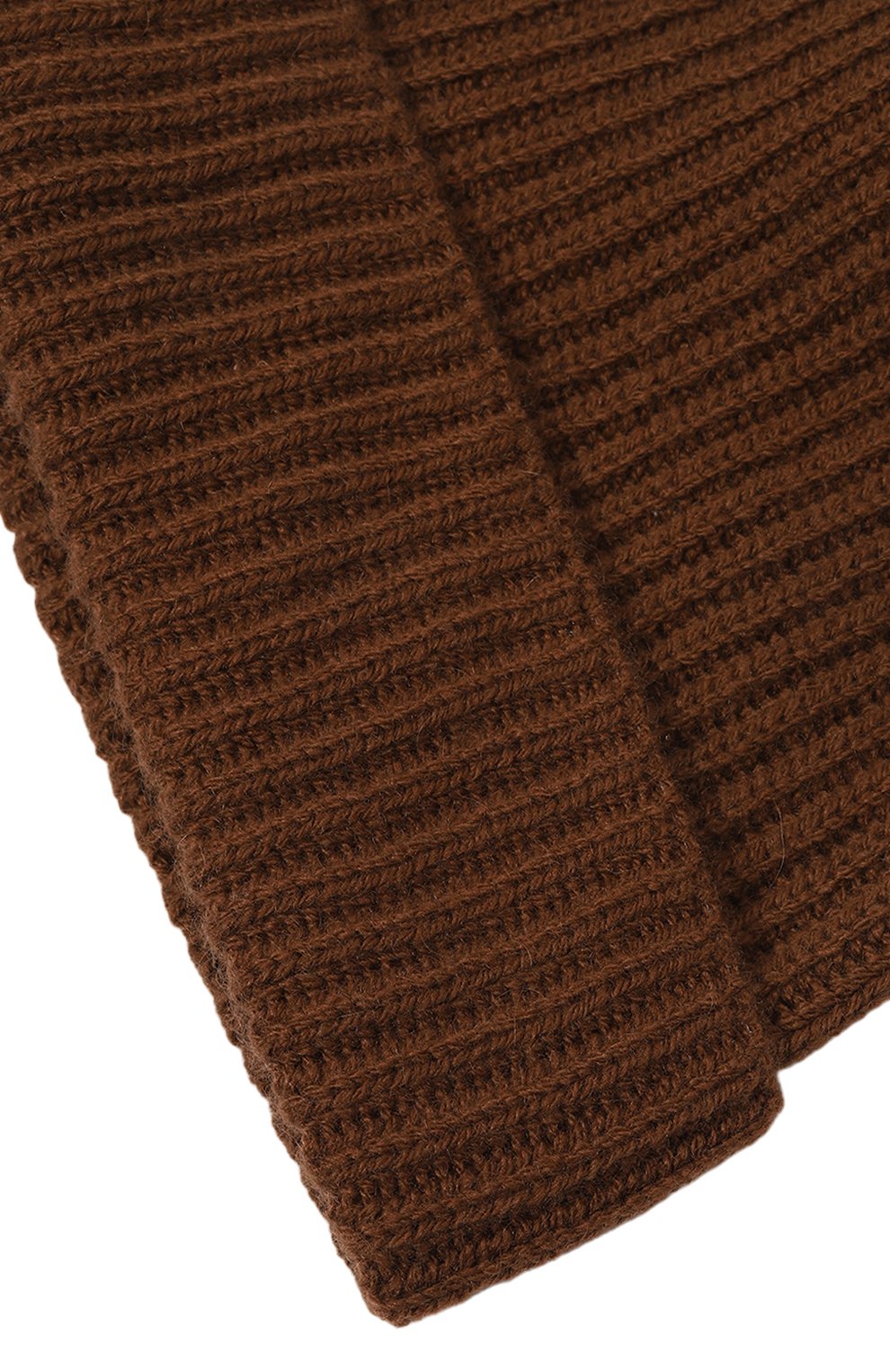 Женская кашемировая шапка ALLUDE коричневого цвета, арт. 235/11244 | Фото 4 (Материал: Текстиль, Кашемир, Шерсть; Материал сплава: Проставлено; Нос: Не проставлено)