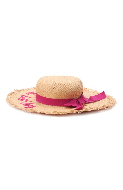 Детская соломенная шляпа IL TRENINO розового цвета, арт. 22 8026/1G | Фото 2 (Материал: Растительное волокно; Материал сплава: Проставлено; Нос: Не проставлено)