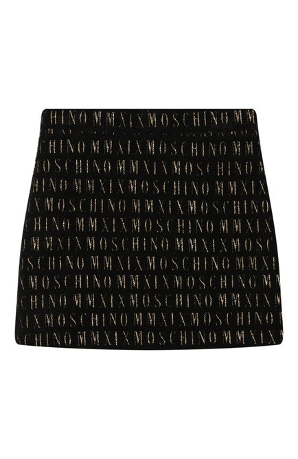 Детская мини-юбка MOSCHINO черного цвета, арт. HDJ01N/N0I03/4A-8A | Фото 2 (Материал внешний: Шерсть; Материал подклада: Купро; Случай: Повседневный; Статус проверки: Проверена категория; Ростовка одежда: 8 лет | 128 см)