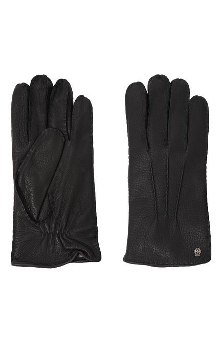 Мужские кожаные перчатки ROECKL темно-синего цвета, арт. 11013-643 | Фото 2 (Материал: Натуральная кожа; Материал сплава: Проставлено; Нос: Не проставлено)