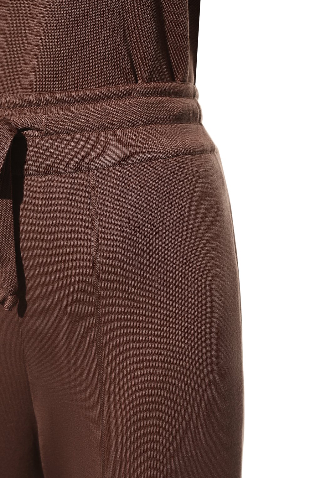 Женские шелковые брюки FREEAGE коричневого цвета, арт. S22.PT024.6000.309 | Фото 5 (Силуэт Ж (брюки и джинсы): Широкие; Материал внешний: Шелк; Длина (брюки, джинсы): Стандартные; Женское Кросс-КТ: Брюки-одежда; Кросс-КТ: Трикотаж; Стили: Минимализм)