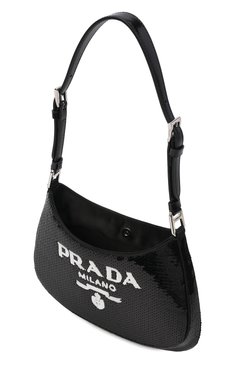 Женская сумка cleo PRADA черного цвета, арт. 1BC169-2DWY-F0967-HPO | Фото 5 (Сумки-технические: Сумки через плечо; Материал: Натуральная кожа; Ремень/цепочка: На ремешке; Размер: small)