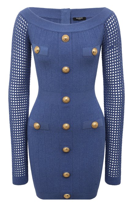 Женское платье из вискозы BALMAIN синего цвета по цене 272000 руб., арт. AF0R8398KE17 | Фото 1