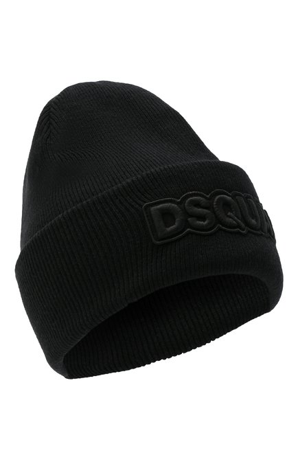 Мужская шерстяная шапка DSQUARED2 черного цвета, арт. KNM0001 15040001 | Фото 1 (Материал: Шерсть, Текстиль; Кросс-КТ: Трикотаж)