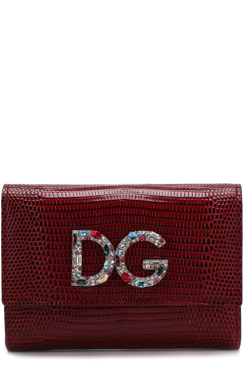 Женские красные кожаный кошелек с клапаном и логотипом бренда DOLCE ...
