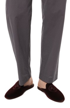 Мужского текстильные домашние туфли STEFANO RICCI бордового цвета, арт. UL01_P744/VLTSVT | Фото 3 (Материал внешний: Текстиль; Материал внутренний: Натуральная кожа; Мужское Кросс-КТ: тапочки-обувь)
