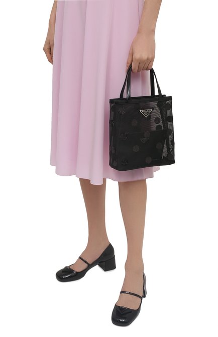 Женский сумка-тоут PRADA черного цвета, арт. 1BG417-2DZ9-F0002-OOO | Фото 2 (Материал: Текстиль; Размер: small; Сумки-технические: Сумки-шопперы)