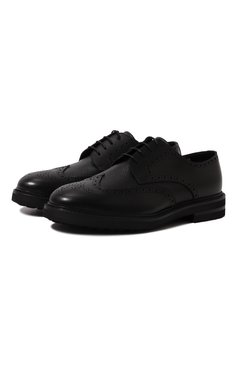 Мужские кожаные дерби H`D`S`N BARACCO черного цвета, арт. 82216.BM.2* | Фото 1 (Материал утеплителя: Натуральный мех; Мужское Кросс-КТ: Броги-обувь; Стили: Классический)