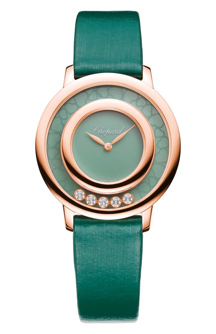 Женские часы happy diamonds icons round green agate CHOPARD бесцветного цвета, арт. 209429-5107 | Фото 1 (Материал корпуса: Розовое золото; Цвет циферблата: Другое; Механизм: Кварц)