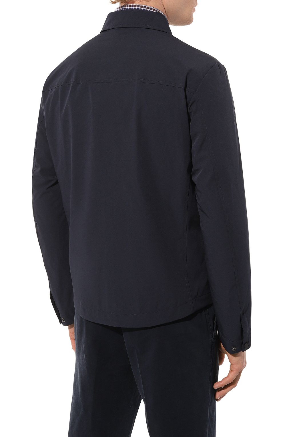 Мужская куртка-рубашка PAUL&SHARK темно-синего цвета, арт. 12312015 | Фото 4 (Кросс-КТ: Куртка, Ветровка; Рукава: Длинные; Материал внешний: Синтетический материал; Материал сплава: Проставлено; Материал подклада: Синтетический материал; Драгоценные камни: Проставлено; Длина (верхняя одежда): Короткие; Стили: Кэжуэл)