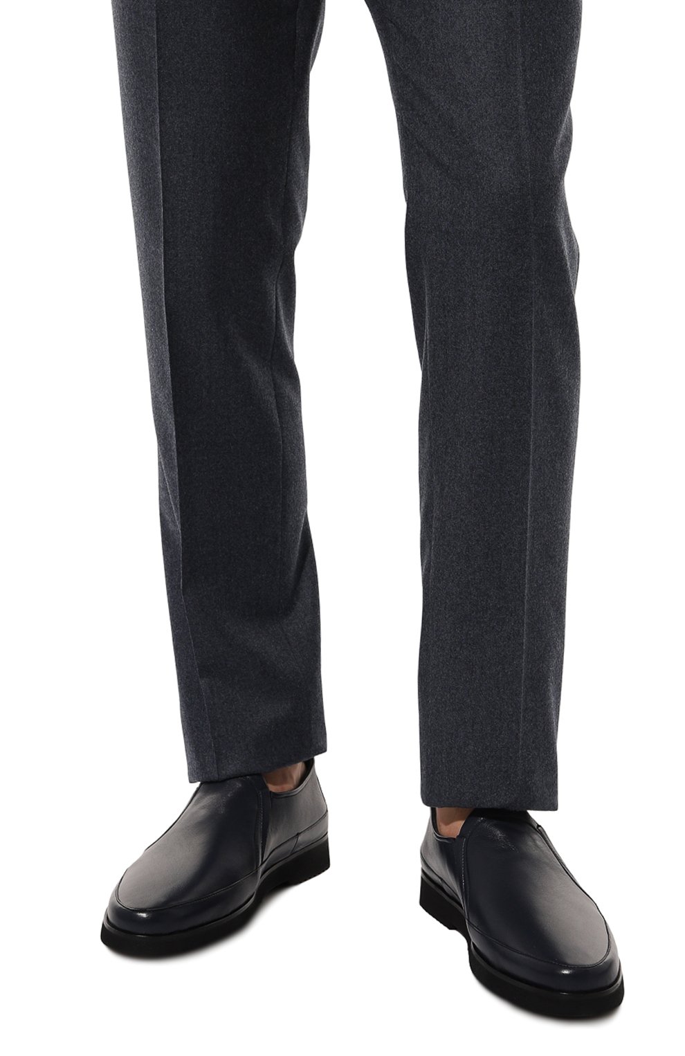 Мужские кожаные лоферы ALDO BRUE темно-синего цвета, арт. AB8145R | Фото 3 (Материал сплава: Проставлено; Нос: Не проставлено; Материал внутренний: Текстиль; Стили: Кэжуэл)