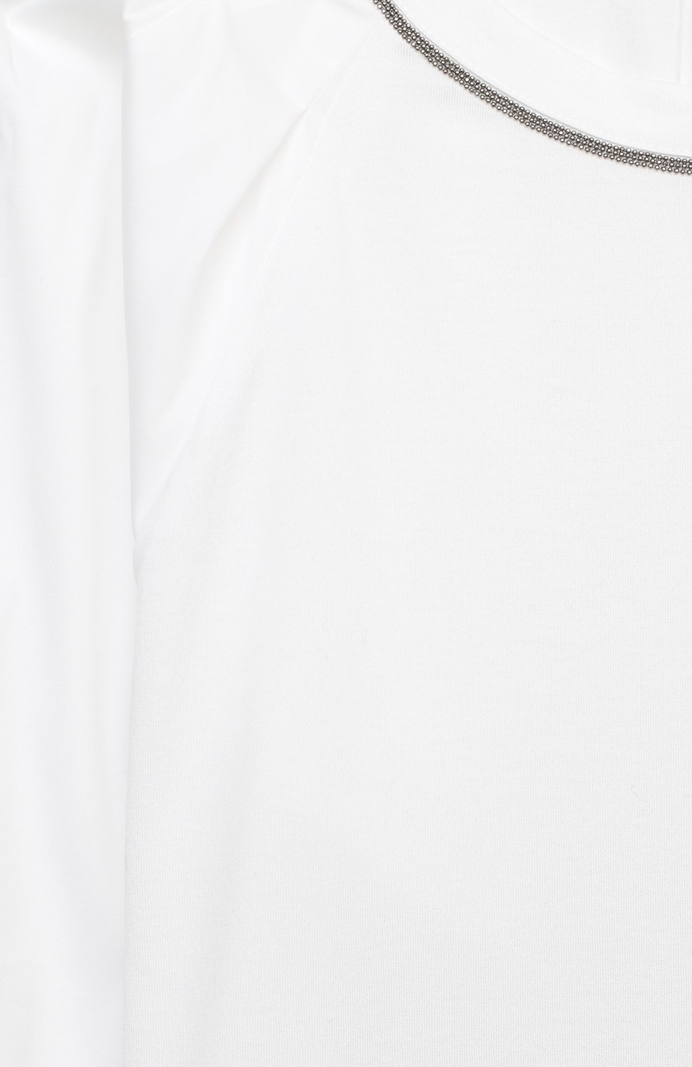 Детское хлопковая блузка BRUNELLO CUCINELLI белого цвета, арт. B0045T230C | Фото 3 (Рукава: Длинные; Девочки-школьная форма: Блузки; Материал внешний: Хлопок; Стили: Классический; Ростовка одежда: 12 лет | 152 см)