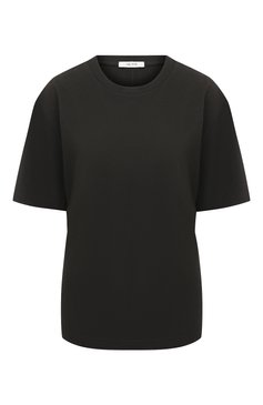 Женская хлопковая футболка THE ROW темно-серого цвета, арт. 6297K398 | Фото 1 (Принт: Без принта; Рукава: Короткие; Длина (для топов): Стандартные; Материал внешний: Хлопок; Женское Кросс-КТ: Футболка-одежда; Стили: Минимализм)