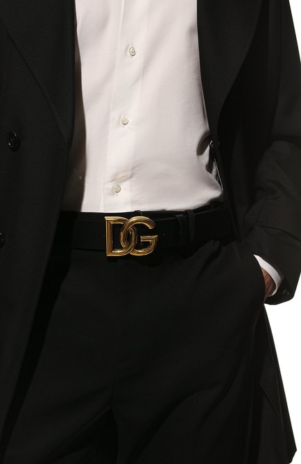 Мужской кожаный ремень DOLCE & GABBANA черного цвета, арт. BC4646/AX622 | Фото 2 (Случай: Повседневный; Материал: Натуральная кожа)