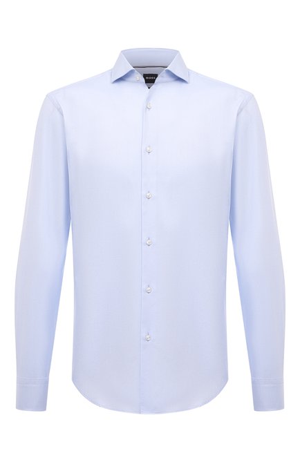 Мужская хлопковая сорочка BOSS голубого цвета по цене 19200 руб., арт. 50502854 | Фото 1