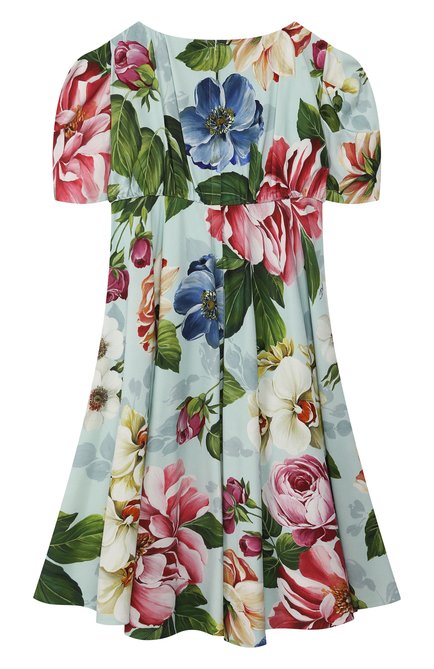 Детское платье DOLCE & GABBANA голубого цвета, арт. L52DE7/FSRMJ/8-14 | Фото 2 (Материал подклада: Вискоза; Материал внешний: Вискоза; Девочки Кросс-КТ: Платье-одежда; Случай: Повседневный; Рукава: Короткие; Ростовка одежда: 10 - 11 лет | 140 - 146см, 12 лет | 152 см, 8 лет | 128 см)