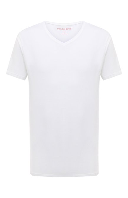 Мужская хлопковая футболка DEREK ROSE белого цвета, арт. 3053-RILE001 | Фото 1 (Материал внешний: Хлопок; Длина (для топов): Стандартные; Рукава: Короткие; Мужское Кросс-КТ: Футболка-белье; Кросс-КТ: домашняя одежда)