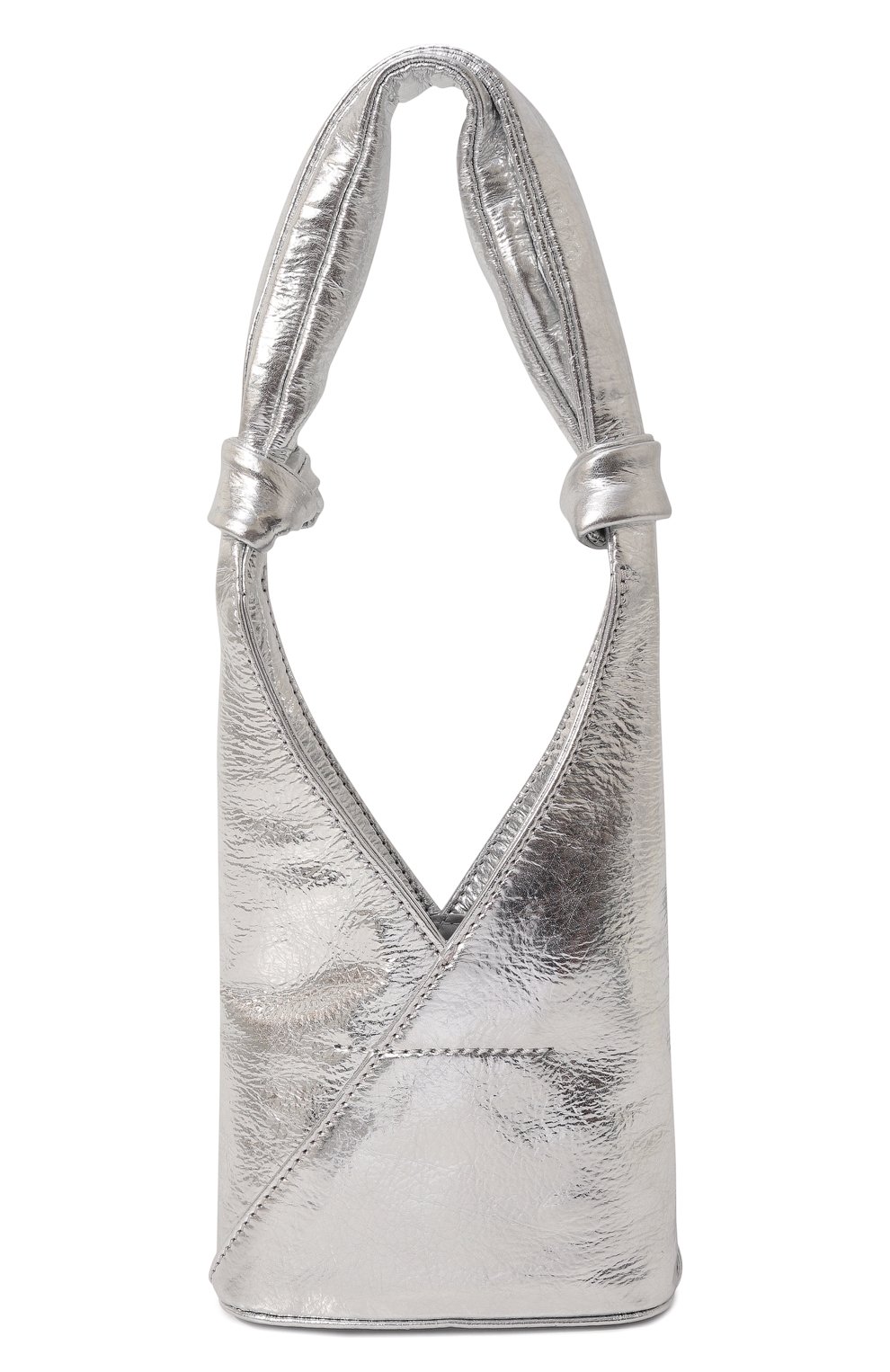 Женская сумка japanese mini MM6 серебряного цвета, арт. SB6WD0014/P5548 | Фото 6 (Сумки-технические: Сумки top-handle; Материал сплава: Проставлено; Размер: mini; Материал: Текстиль; Драгоценные камни: Проставлено)