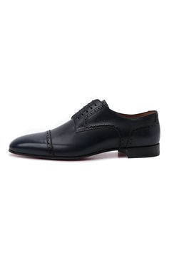 Мужские кожаные дерби eygeny CHRISTIAN LOUBOUTIN темно-синего цвета, арт. 1200407/EYGENY FLAT | Фото 3 (Материал внешний: Кожа; Мужское Кросс-КТ: Броги-обувь; Материал внутренний: Натуральная кожа; Стили: Классический)