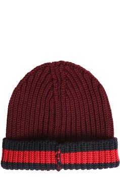 Мужская шерстяная шапка GUCCI бордового цвета, арт. 429753/4G206 | Фото 2 (Материал: Текстиль, Шерсть; Кросс-КТ: Трикотаж)