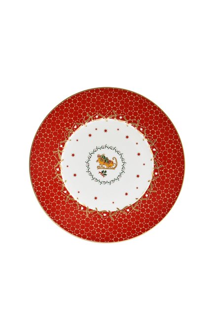 Тарелка салатная traineau noel rouge BERNARDAUD красного цвета, арт. 1918/23263 | Фото 1 (Ограничения доставки: fragile-2)