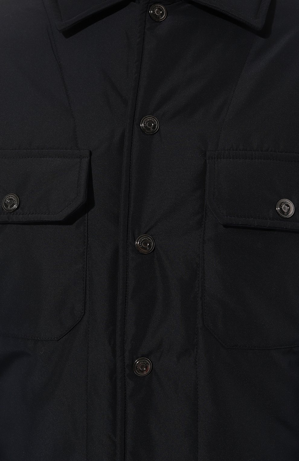 Мужская утепленная куртка-рубашка CAPOBIANCO темно-синего цвета, арт. 15M372.F0NY. | Фото 5 (Материал утеплителя: Шерсть; Рукава: Длинные; Мужское Кросс-КТ: утепленные куртки; Материал сплава: Проставлено; Материал внешний: Хлопок; Драгоценные камни: Проставлено; Длина (верхняя одежда): Короткие; Материал подклада: Хлопок; Стили: Кэжуэл)