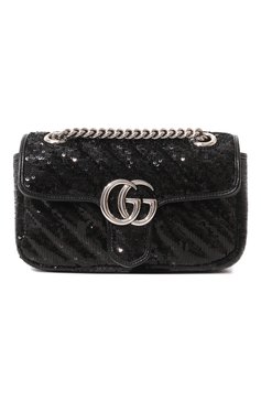 Женская сумка gg marmont 2.0 mini GUCCI черного цвета, арт. 446744 9SYWP | Фото 1 (Сумки-технические: Сумки через плечо; Размер: mini; Ремень/цепочка: На ремешке; Материал: Текстиль)