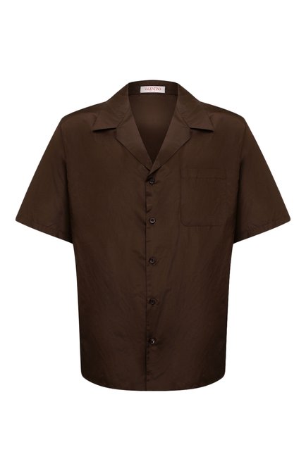 Мужская шелковая рубашка VALENTINO коричневого цвета по цене 96700 руб., арт. XV0AAA908E3 | Фото 1