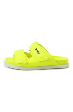 Детский кожаные шлепанцы MSGM KIDS желтого цвета, арт. 70534/NAPPA FLU0/28-35 | Фото 2 (Материал внутренний: Натуральная кожа; Материал сплава: Проставлено; Нос: Не проставлено; Длина стельки: 17,7, 18,4, 19, 19,7, 20,4, 21, 21,7, 22,3)