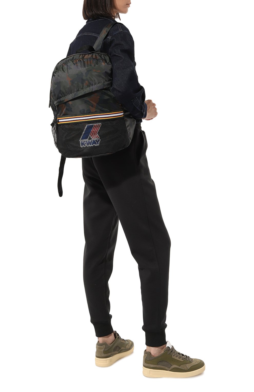 Женский рюкзак le vrai 3.0 K-WAY темно-зеленого цвета, арт. K0087Y0 | Фото 7 (Материал сплава: Проставлено; Материал: Текстиль; Драгоценные камни: Проставлено; Стили: Спорт; Размер: large)