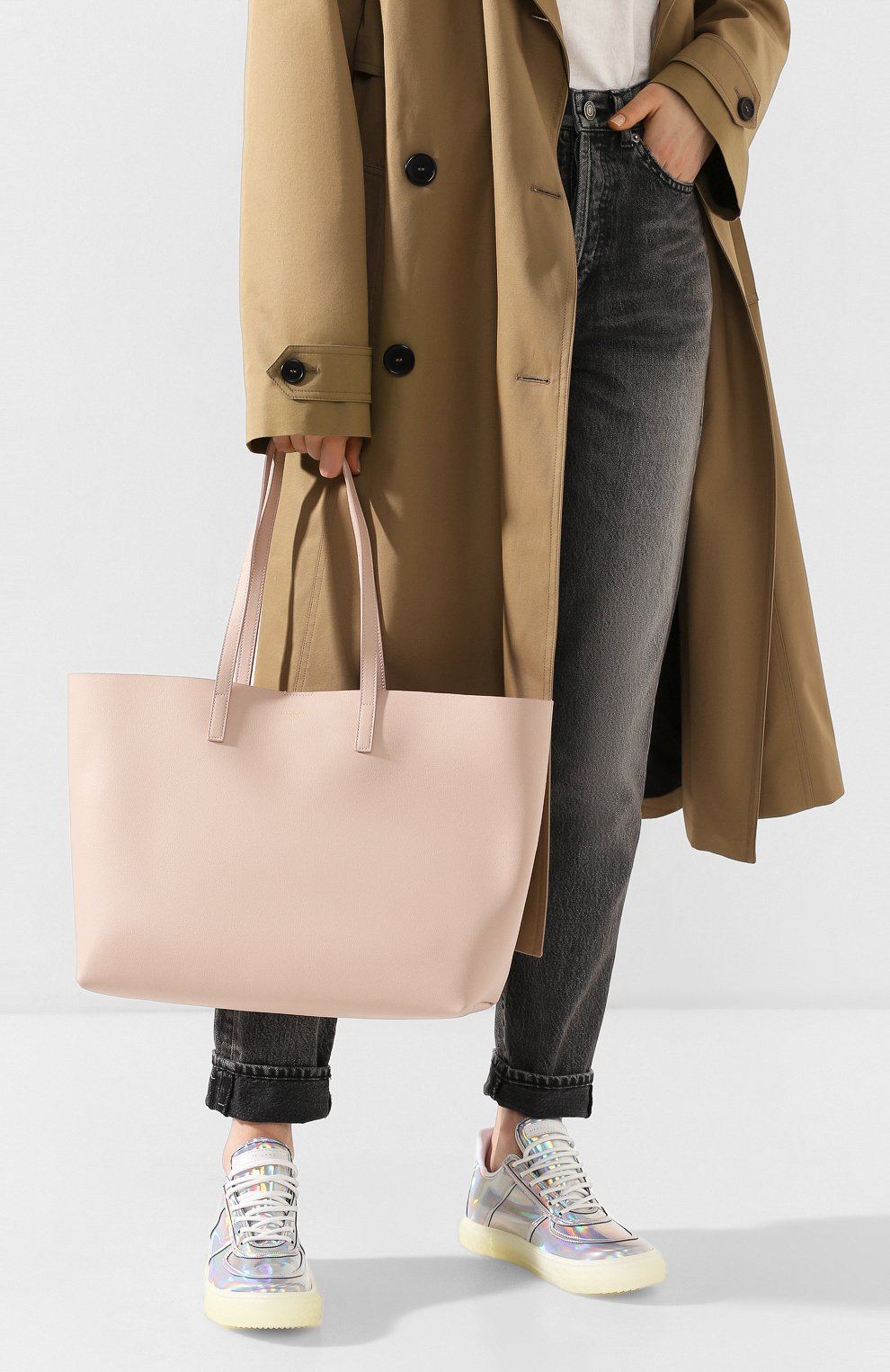 Женский сумка-тоут shopping large SAINT LAURENT светло-розового цвета, арт. 600281/CSV0J | Фото 2 (Сумки-технические: Сумки-шопперы; Материал: Натуральная кожа; Размер: large)