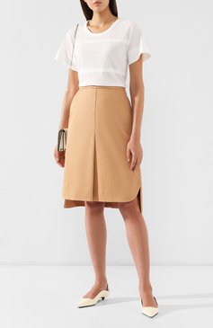 Женская хлопковая юбка JIL SANDER NAVY бежевого цвета, арт. JNWM3502A/JM2418 | Фото 2 (Женское Кросс-КТ: Юбка-одежда; Материал внешний: Хлопок; Длина Ж (юбки, платья, шорты): До колена; Статус проверки: Проверено, Проверена категория)