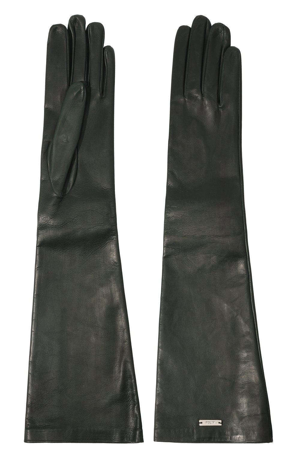 Женские кожаные перчатки KITON зеленого цвета, арт. D54907X0471B | Фото 2 (Материал: Натуральная кожа)