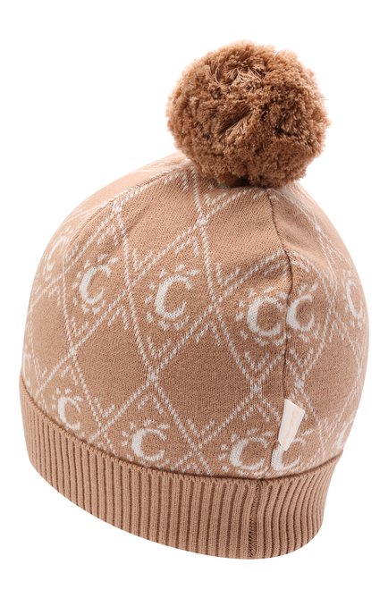 Детского хлопковая шапка CHLOÉ бежевого цвета, арт. C11193 | Фото 2 (Материал: Хлопок, Текстиль)