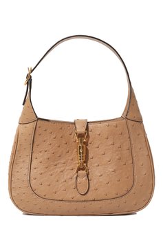 Женская сумка jackie 1961 small из кожи страуса GUCCI бежевого цвета, арт. 636709 EY00G | Фото 1 (Сумки-технические: Сумки top-handle; Размер: small)
