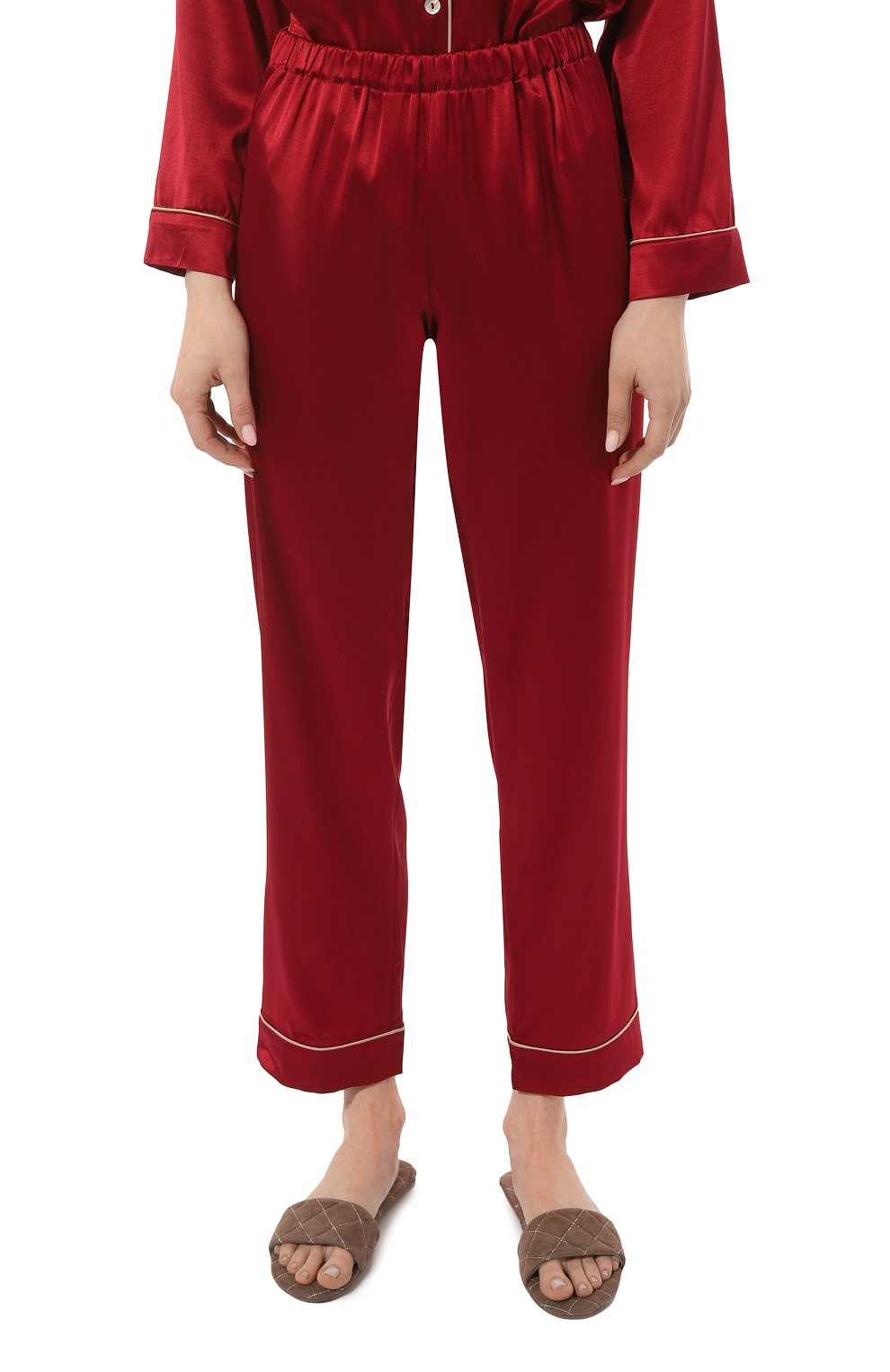 Женская шелковая пижама PRIMROSE бордового цвета, арт. 1W.502RB.S015 | Фото 5 (Материал внешний: Шелк; Материал сплава: Проставлено; Нос: Не проставлено)